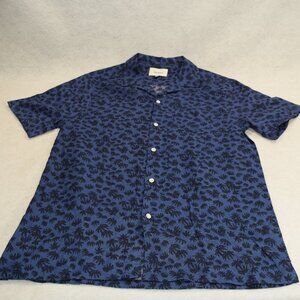 Unison Linen Regular Fit Shirt Men's Blue Hawaiian NWOT #0422